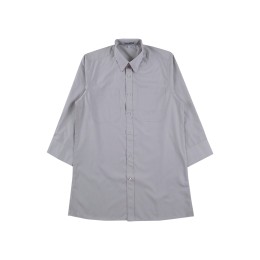 Customized men's gray shirt, three-quarter sleeve shirt design, mid-sleeve shirt, work shirt, TC Khmer, left front chest pocket R405 Customized men's gray shirt, three-quarter sleeve shirt design, mid-sleeve shirt, work shirt, TC Khmer, left front chest pocket R405